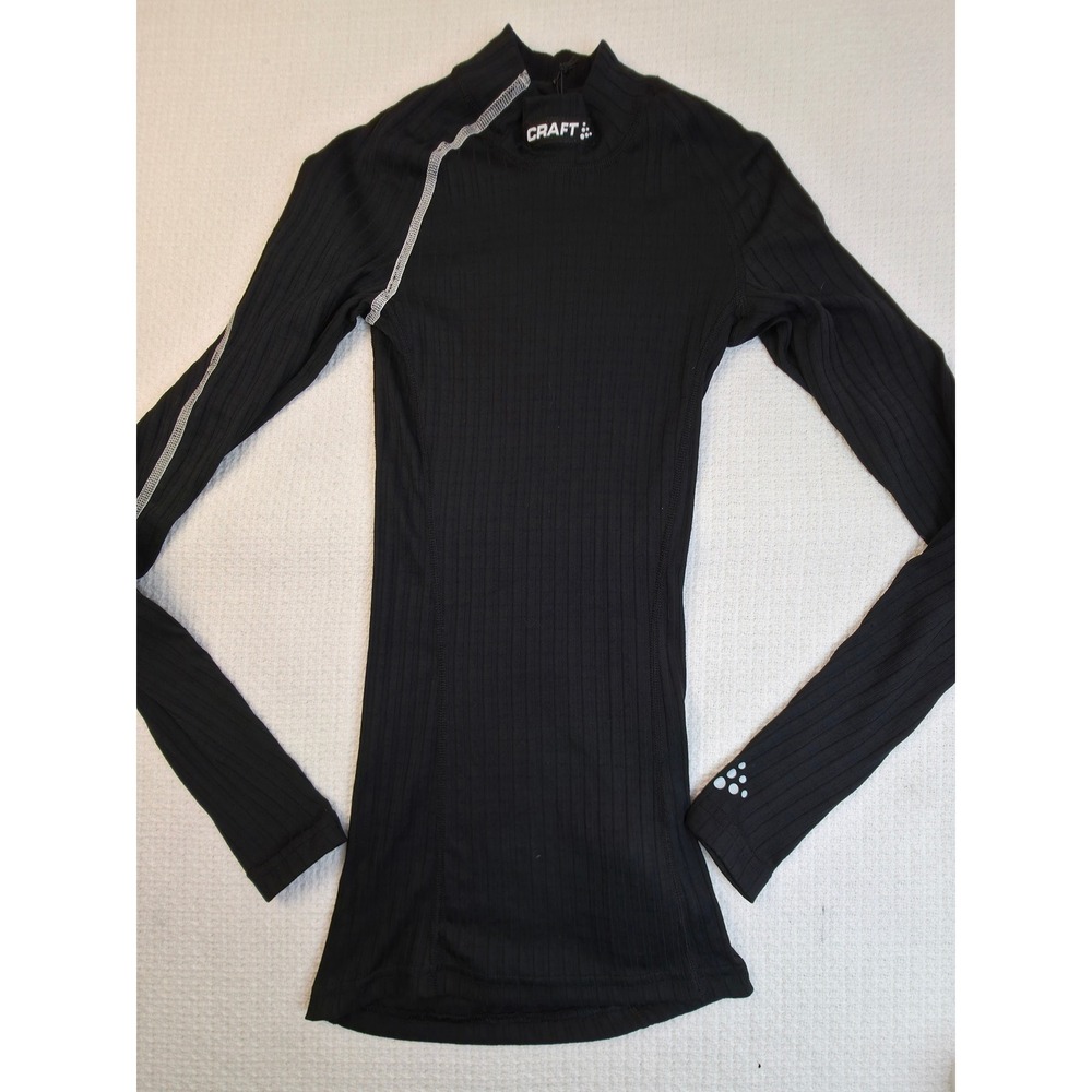 Craft Active Extreme CN Base Layer Top XS Black Ribbed Mock Neck Nwt